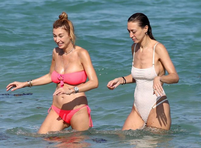 Alana and Marielle Hadid in Bikini and Swimsuit on Miami Beach