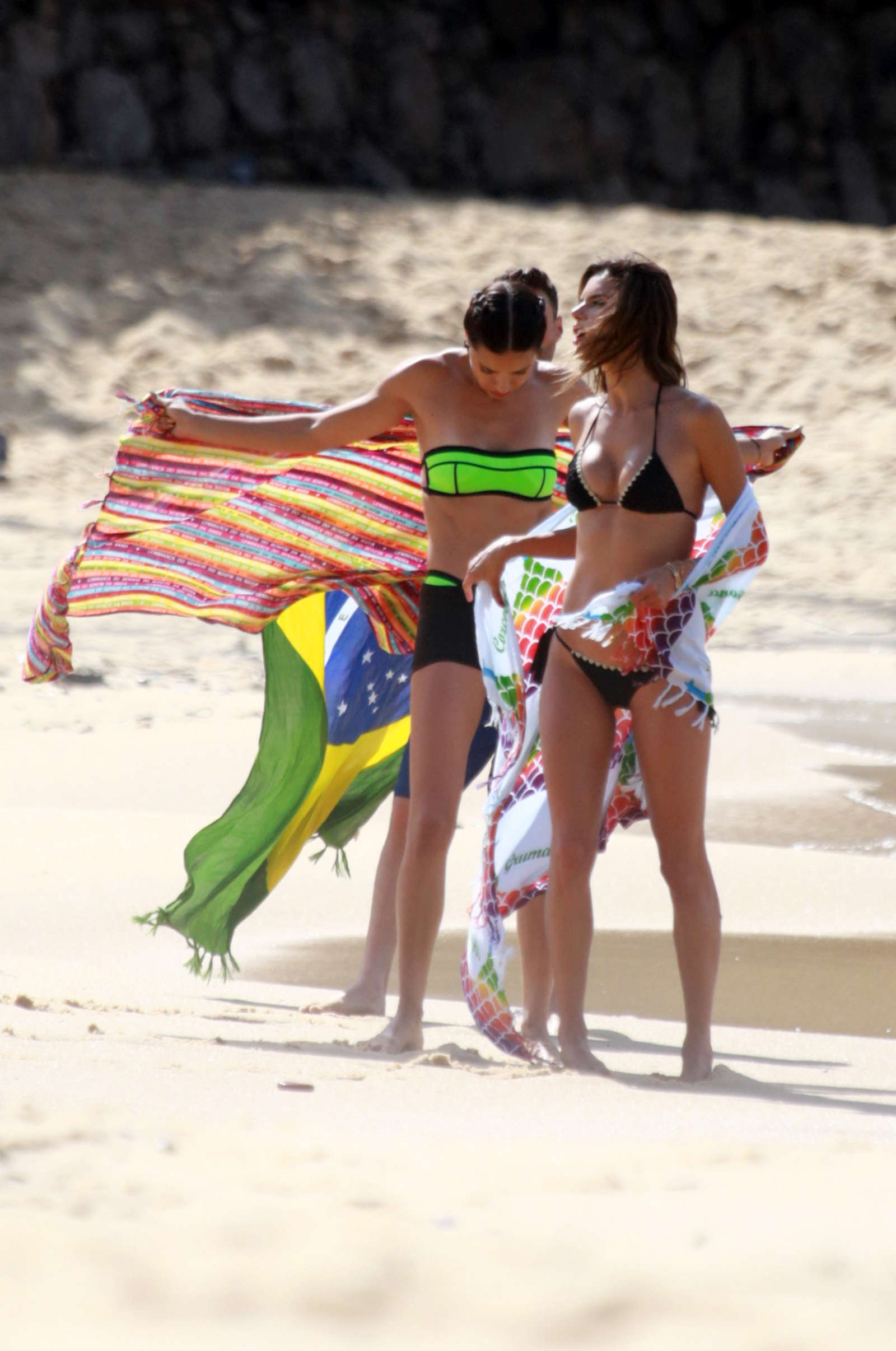 Alessandra Ambrosio and Adriana Lima in Bikini on the beach in Brazil