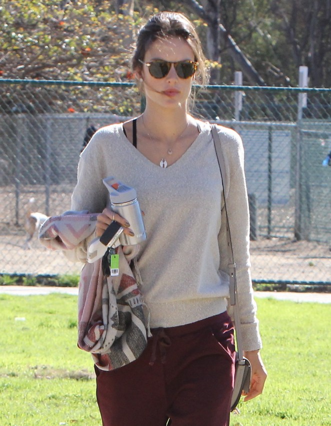 Alessandra Ambrosio at the park in Brentwood