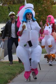 Alessandra Ambrosio - Going trick or treating with the kids dressed as a unicorn in Los Angeles