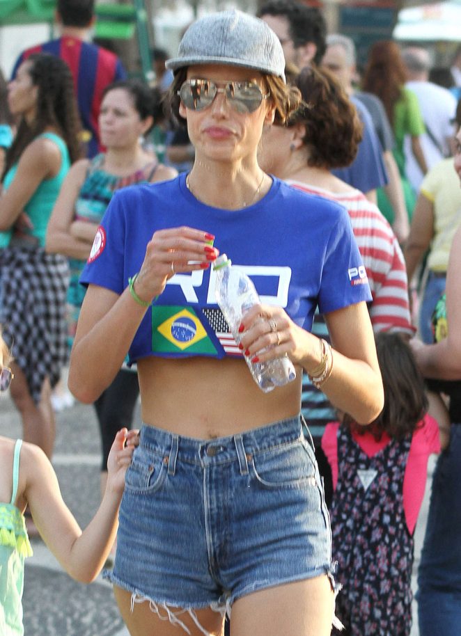 Alessandra Ambrosio heads to beach volleyball competition in Brazil