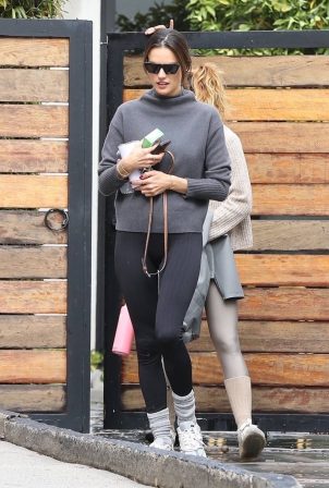 Alessandra Ambrosio - In a grey knitted sweater seen in West Hollywood