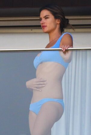 Alessandra Ambrosio - In a two-piece baby blue bikini vacationing in Rio de Janeiro