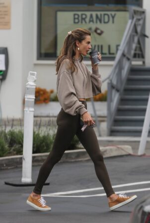 Alessandra Ambrosio - In cropped hoodie as she gets her coffee in Brentwood
