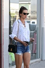 Alessandra Ambrosio in Denim Shorts - Shopping in West Hollywood