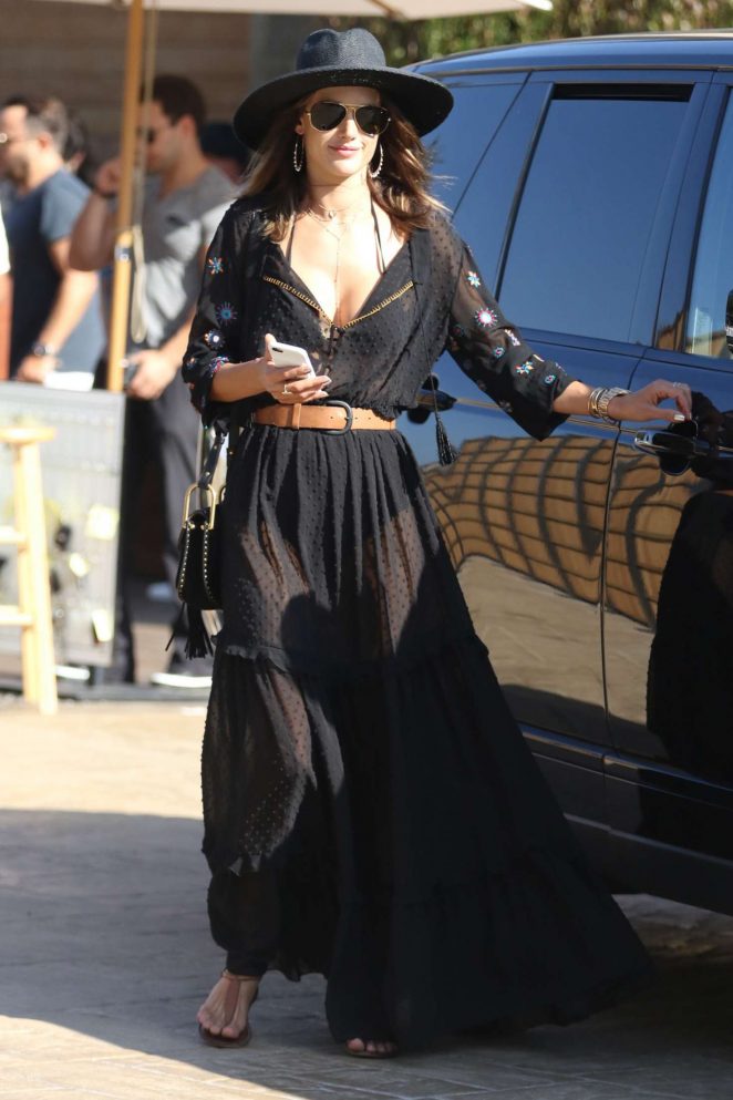Alessandra Ambrosio in Long Black Dress out in Malibu