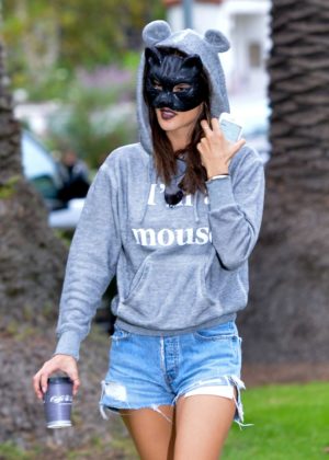 Alessandra Ambrosio in Shorts celebrate Halloween in Brentwood