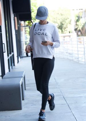 Alessandra Ambrosio in Spandex Out in Brentwood