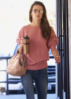 Alessandra Ambrosio in Tight Jeans Out in Brentwood