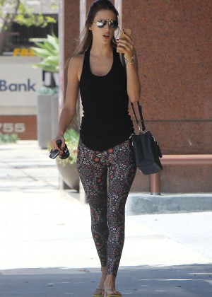 Alessandra Ambrosio in Tights goes to a Pilates Class in Brentwood