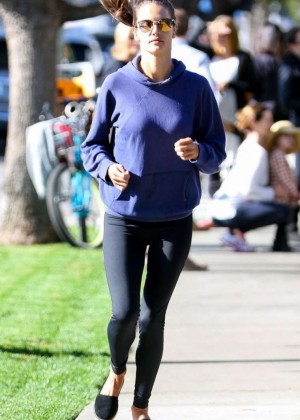 Alessandra Ambrosio in Spandex Jogging in Santa Monica