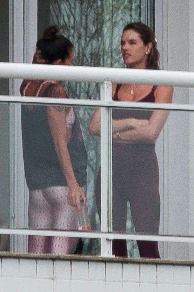 Alessandra Ambrosio on her balcony in Florianopolis