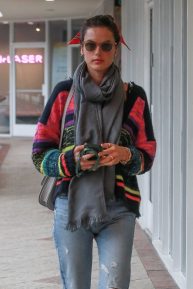 Alessandra Ambrosio out for lunch under the rain in West Hollywood
