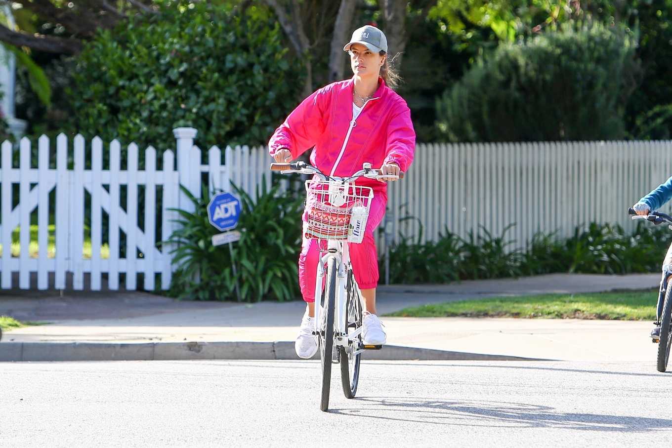 Alessandra Ambrosio Ride Bike with Nicolo Oddi â€“ Out in Santa Monica
