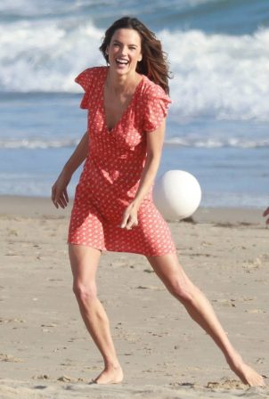 Alessandra Ambrosio - Seen during a photo shoot on the beach in Malibu