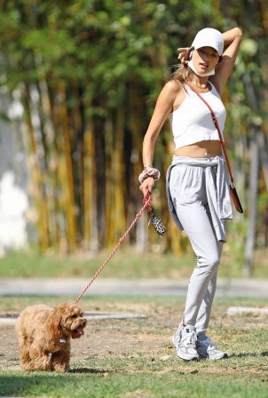 Alessandra Ambrosio - Seen on a dog walk in Los Angeles, California