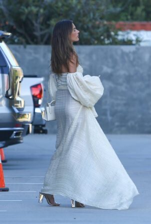 Alessandra Ambrosio - wears a shoulder-less dress in Malibu