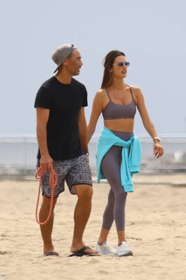 Alessandra Ambrosio - With her boyfriend Richard Lee on the beach in Santa Monica
