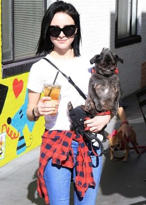 Alessandra Torresani with her dog at Farmers Market in Studio City