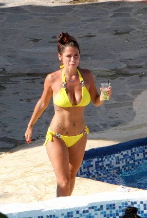 Alessia Macari - In yellow bikini poolside in Benevento