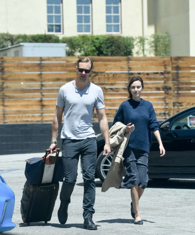 Alexa Chung and Alexander Skarsgard Leave their Hotel in West Hollywood