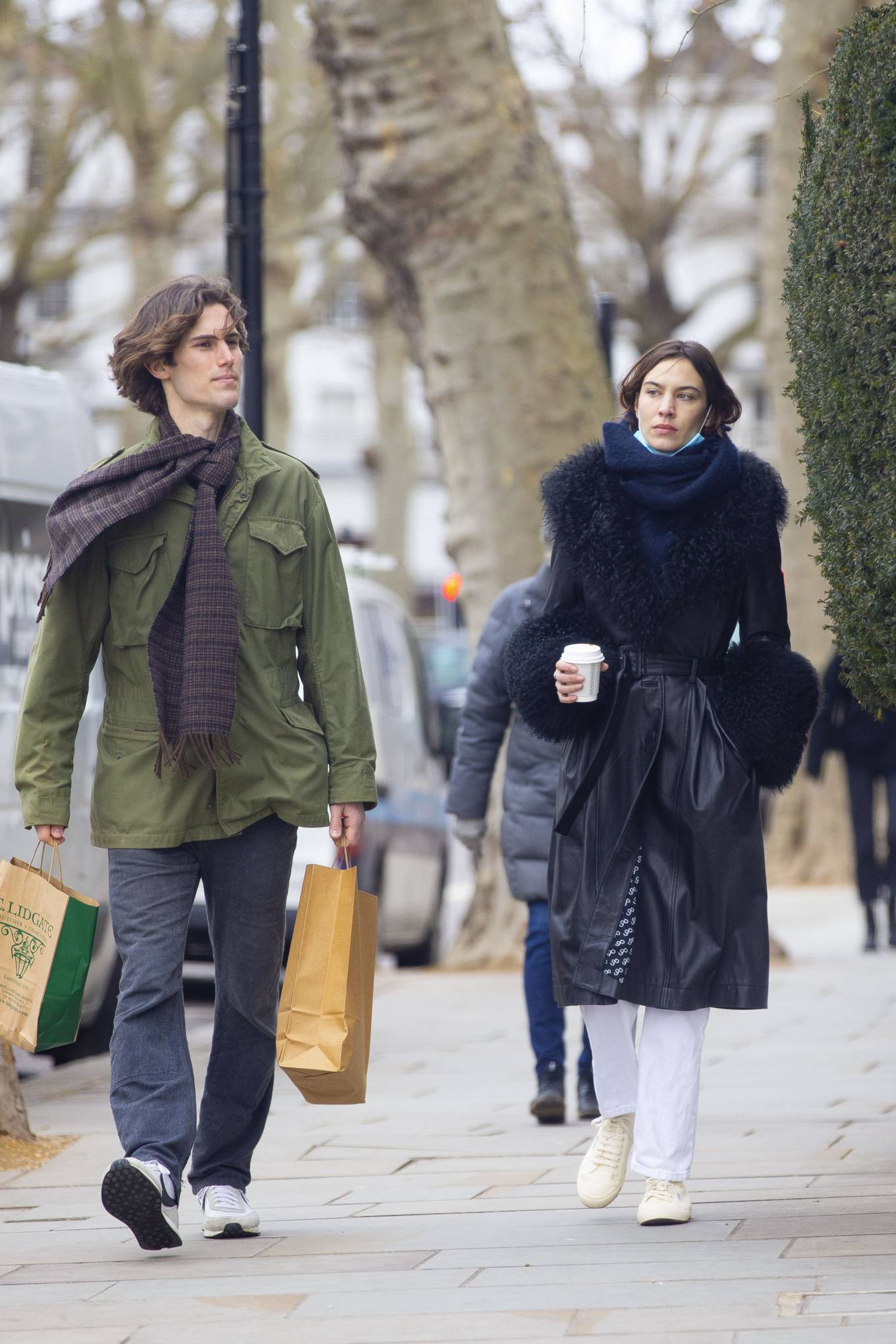 Alexa Chung – In a leather coat out with boyfriend Orson Fry in London ...