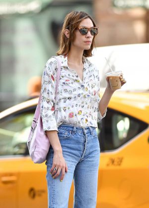 Alexa Chung in Jeans out in New York City
