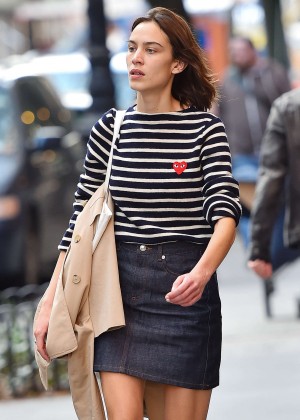 Alexa Chung in Mini Skirt out in New York
