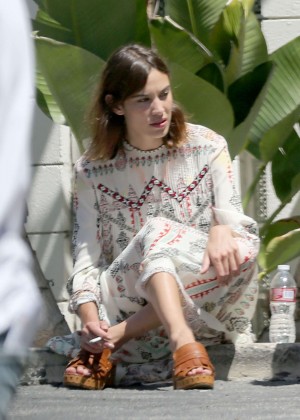 Alexa Chung - Taking a break during a photoshoot in LA
