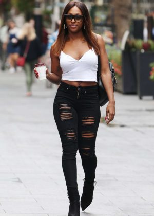 Alexandra Burke in Ripped Jeans - Out in London