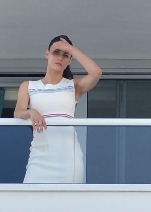 Alexandra Daddario at a Balcony in Miami