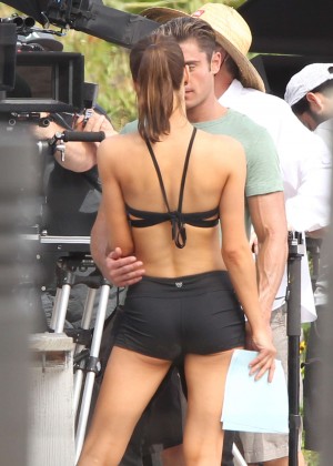 Alexandra Daddario in Shorts On 'Baywatch' set in Miami