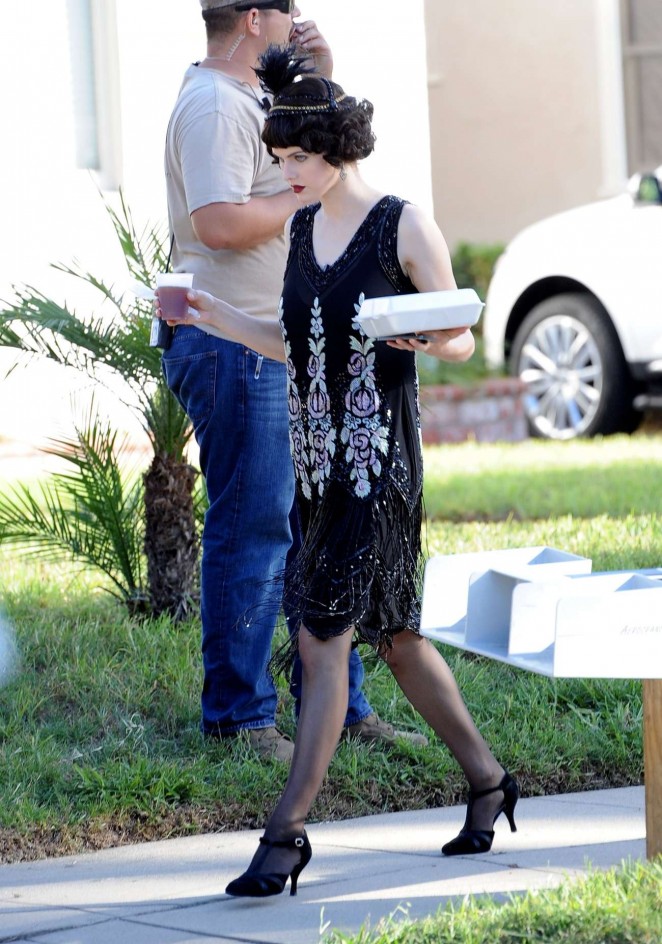 Alexandra Daddario on the set of 'American Horror Story' in LA
