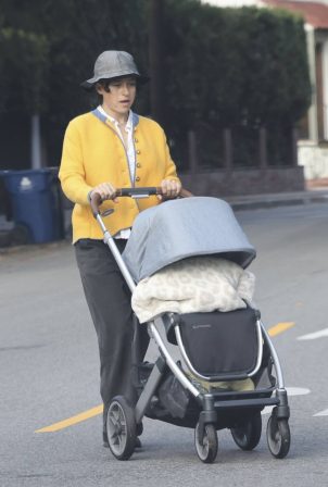 Alia Shawkat - Seen while pushing her baby's stroller in Los Feliz