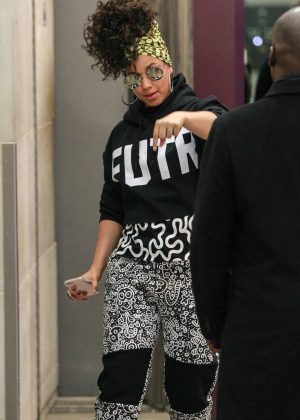 Alicia Keys - Arriving at the BBC Radio One studios in London