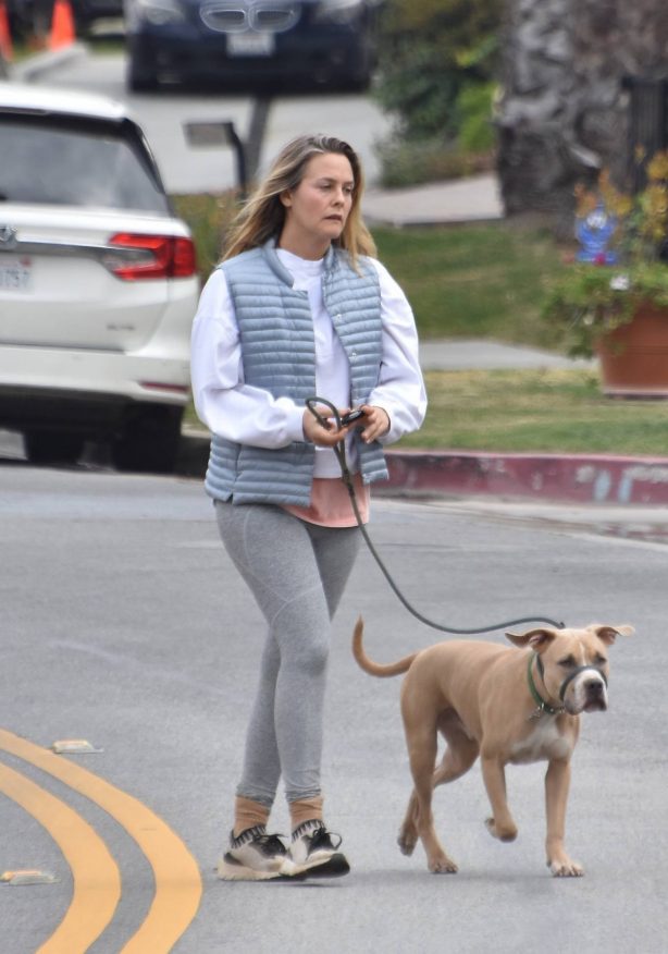 Alicia Silverstone - With her dog out in Los Angeles