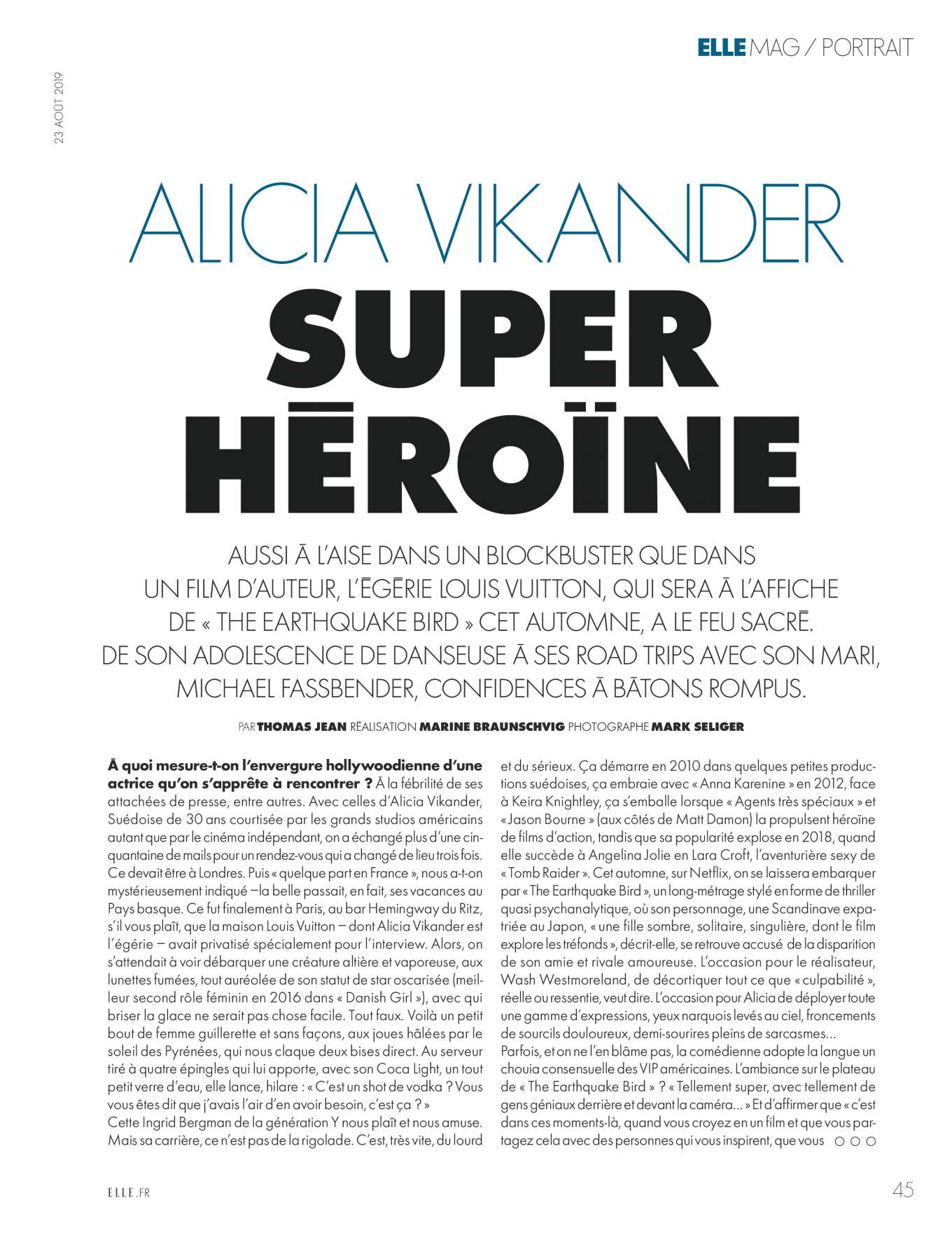 Alicia Vikander â€“ Elle France Magazine 2019