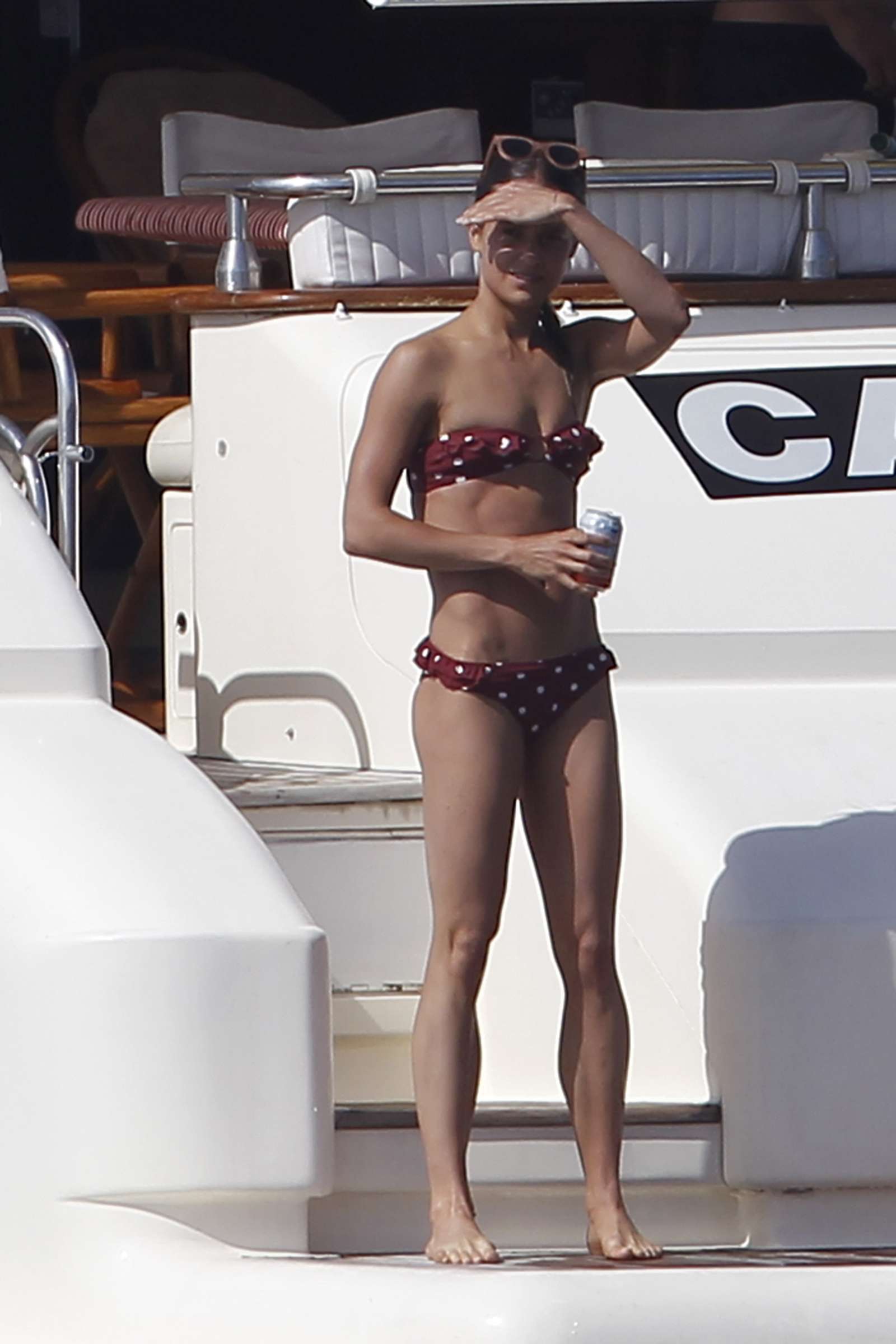 Alicia Vikander in Bikini on a yacht in Formentera. 