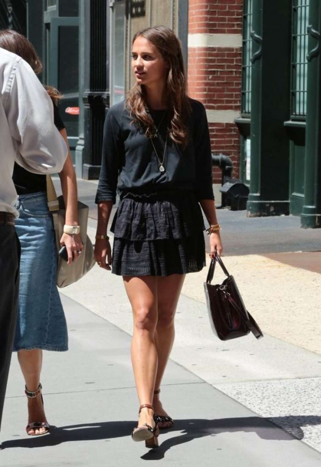 Alicia Vikander in Mini Dress out in NYC