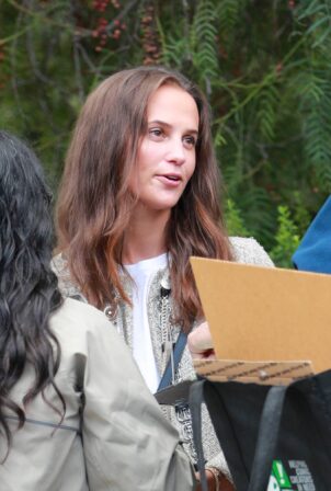 Alicia Vikander - With fans outside the San Vicente Bungalows in West Hollywood