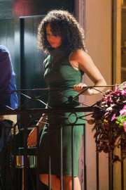 Alisha Wainwright in Green Dress with Justin Timberlake in New Orleans