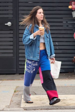 Alison Brie - Steps out for morning coffee in Los Feliz