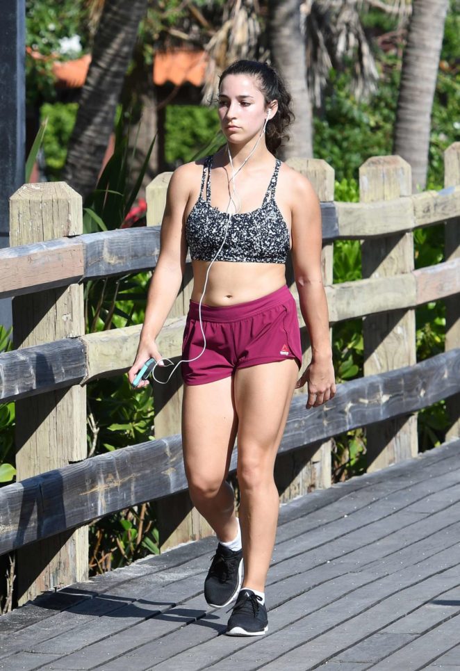Aly Raisman in Shorts and Sports Bra out in Miami