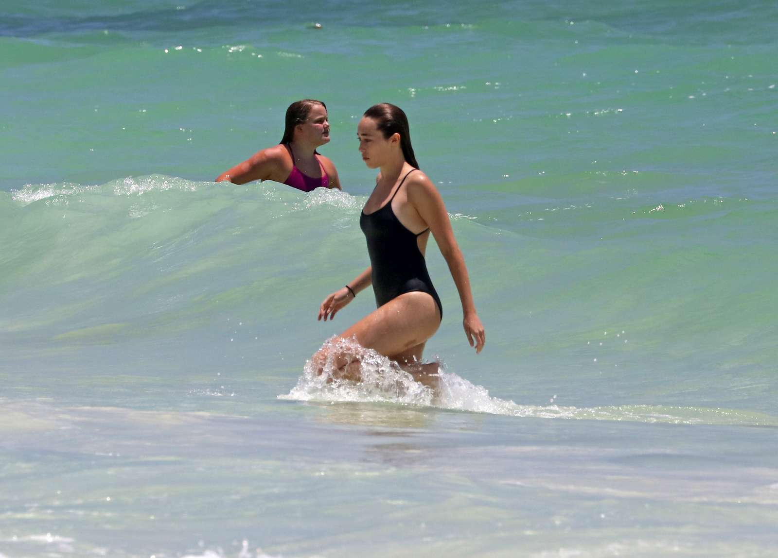 Alycia Debnam-Carey in Black Swimsuit in Tulum. 