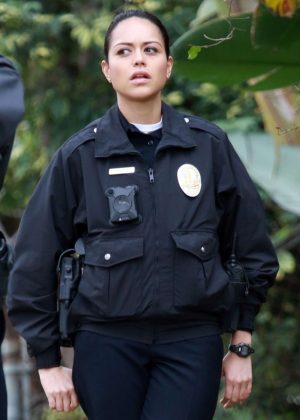 Alyssa Diaz - Films a scene for 'The Rookie' in Los Angeles