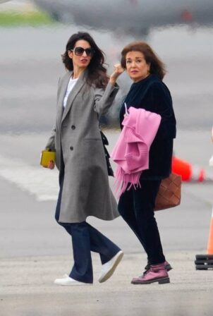 Amal Clooney - Pictured at Teterboro Airport in New Jersey