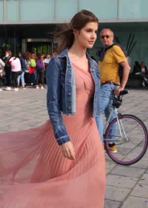 Amanda Cerny in a sheer dress out in Barcelona