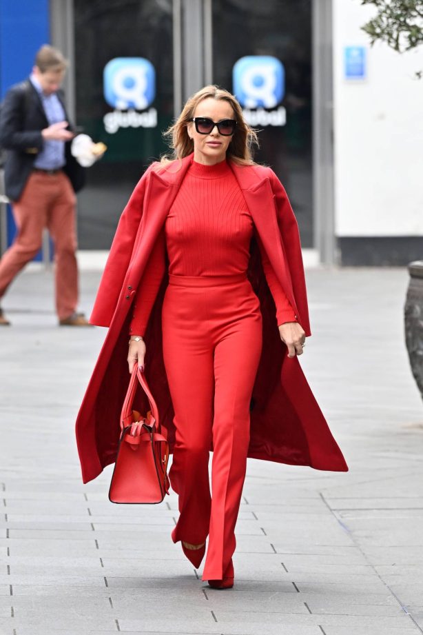 Amanda Holden - All in red leaving the Global Radio Studios in London