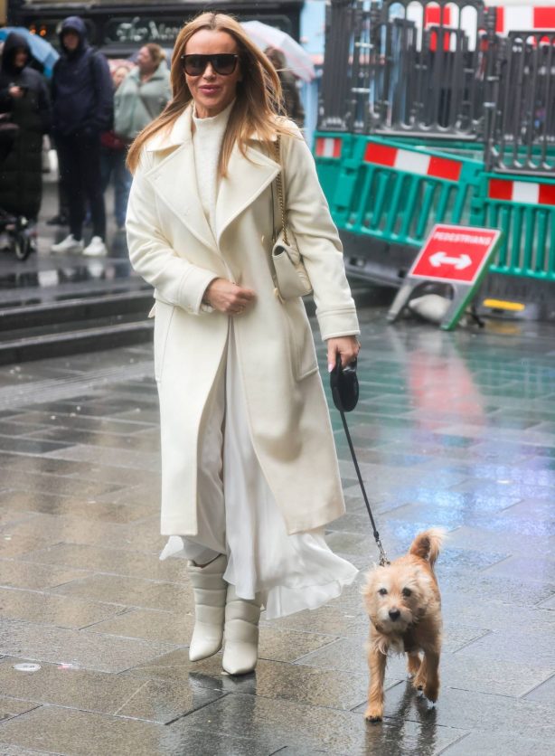 Amanda Holden - Exits Heart radio with her pet dog Rudie in London