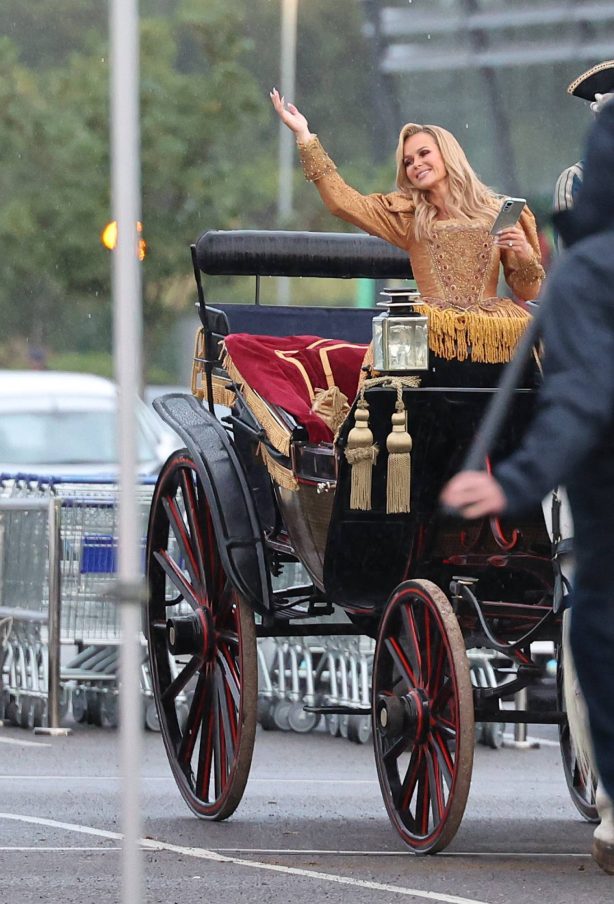 Amanda Holden - Filming an advert for a mobile phone game in a Tesco's car park in London